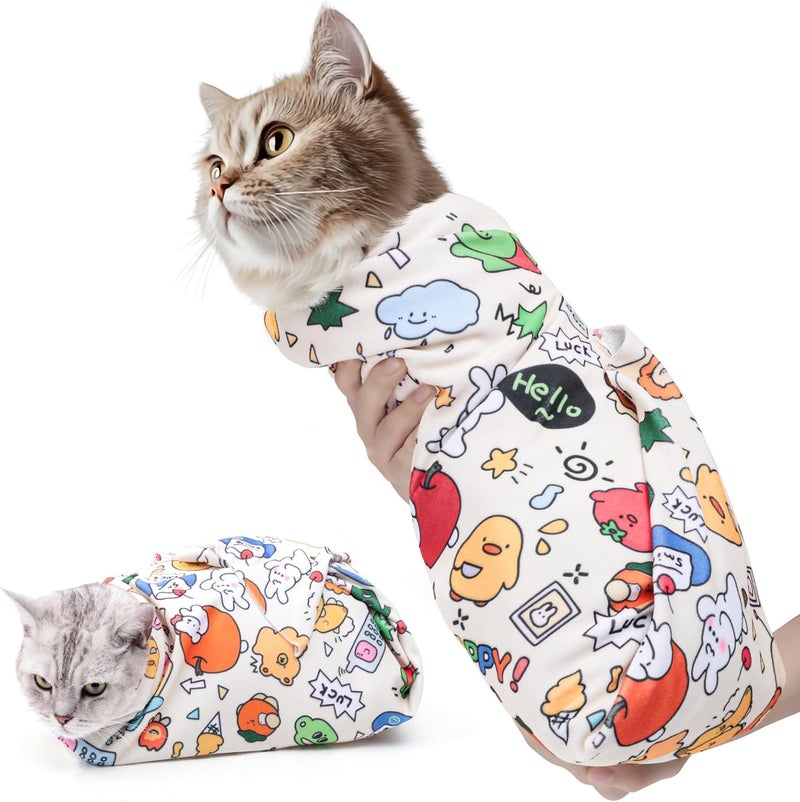 ondware Store 31.5 in Cat Wrap for Cutting Nails, Self-Adhesive Cat Grooming Wrap Anti-Escape Cat Restraint for Nail Clipping Cat Swaddle Wrap Cat Wrapping Cloth for Pet Cleaning and Beauty (Within 22 lbs) - Image 1